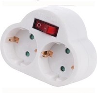 Tweevoudige Stopcontact Splitter - Randaarde - met Schakelaar-2
