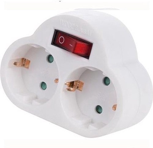 Tweevoudige Stopcontact Splitter - Randaarde - met Schakelaar-2