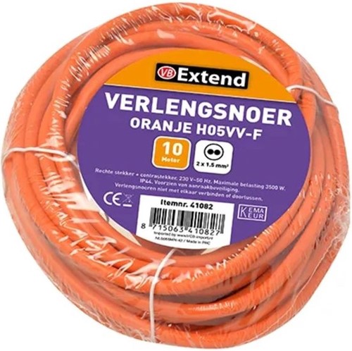 Verlengsnoer 10 meter 2x1,5mm H05VV oranje-2
