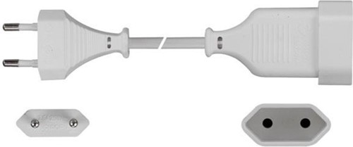 Euro Verlengsnoer met platte stekker 2x0.75mm2 Wit-2