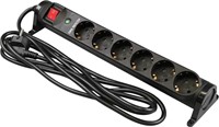 VB 61058 Draai Tafelcontactdoos 6-Voudig + RA 3M + Schakelaar