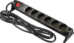 VB 61058 Draai Tafelcontactdoos 6-Voudig + RA 3M + Schakelaar