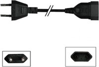Euro Verlengsnoer met platte stekker 2x0.75mm2 Zwart-2
