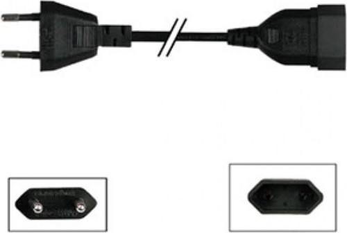 Euro Verlengsnoer met platte stekker 2x0.75mm2 Zwart-2