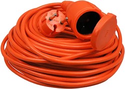 Verlengsnoer met klep 20 meter 2x1,5mm H05VV oranje
