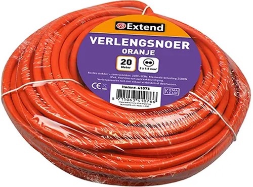 Verlengsnoer met klep 20 meter 2x1,5mm H05VV oranje-3