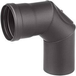 Afvoer pelletkachel zwart staal Ø80mm Bocht 90º met deur