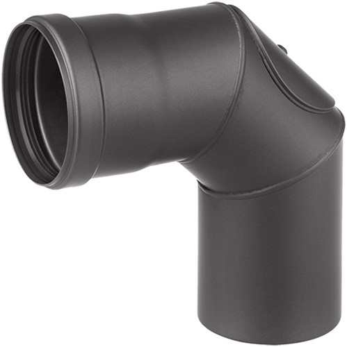Afvoer pelletkachel zwart staal Ø80mm Bocht 90º met deur
