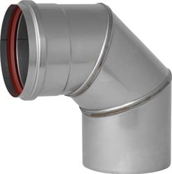 Rookgasafvoer RVS Holetherm Enkelwandig 80mm gas/pellet - Bocht 90