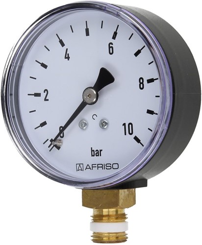 Manometer 0-10bar, 63mm, radiaal 1/4