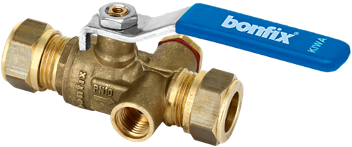 Bonfix Kogelstopkraan met aftapgelegenheid 22mm knel