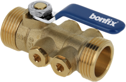 Bonfix Kogelstopkraan 3/4" buitendraad met terugstroombeveiliging en aftapgelegenheid 