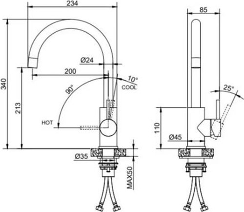 Dynamic Way Keukenkraan Cold start - Chroom-2