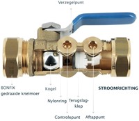 Bonfix Kogelstopkraan met terugstroombeveiliging en aftapgelegenheid 15mm knel-2