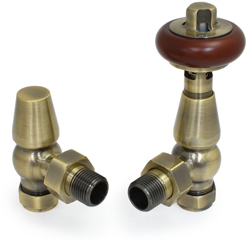 Farringdon Radiator Kranenset Thermostatisch - Antiek Messing