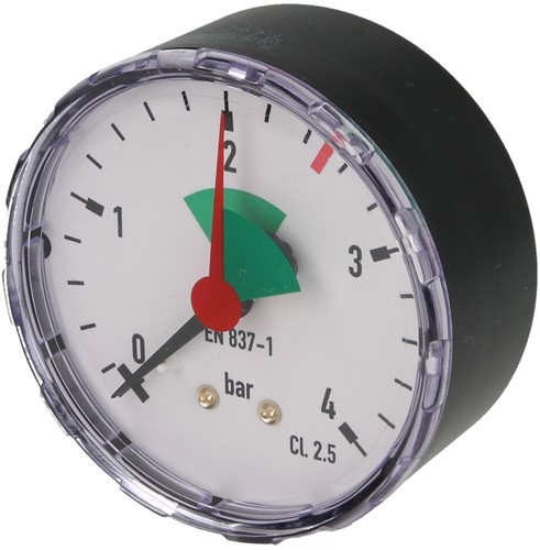 Manometer Verwarming 0-4bar, 63mm, axiaal 1/4