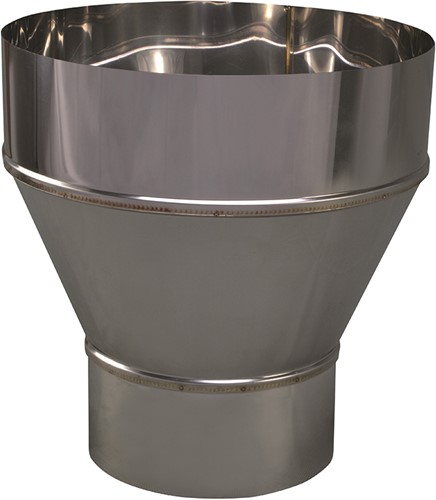 RVS rookgasafvoer verloop 124mm uitw. x 200mm
