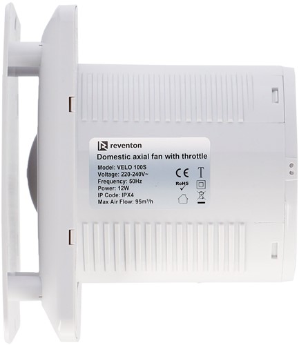 Reventon Velo 100MS - Ventilator 95 m³/h met Bewegingssensor - ø 100 mm - Wit-3