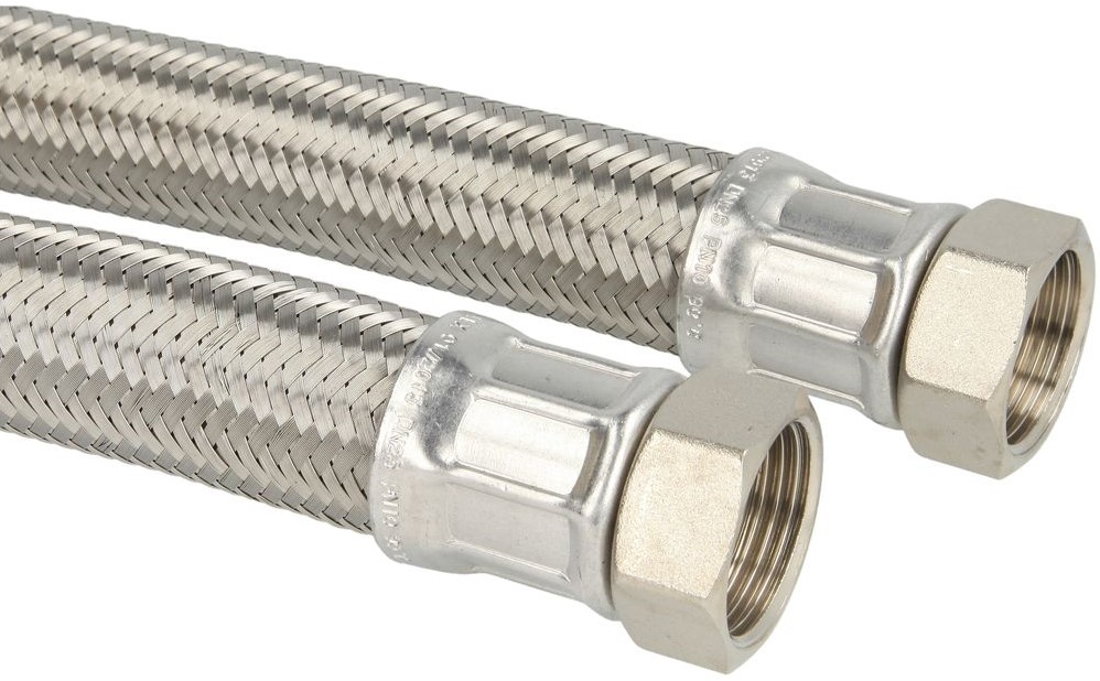 Panzerschlauch DN19 für Trinkwasser, Geflecht VA, 3/4ÜM x 1ÜM, Seele