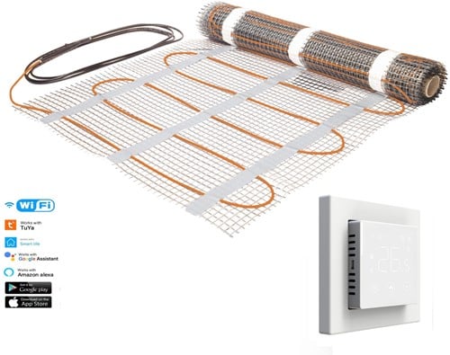 Solidparts Elektrische vloerverwarmingsset 3.0m2 met Wifi thermostaat Wit