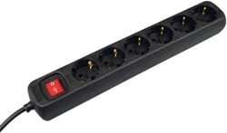 VB Extend 41249 Zwarte stekkerdoos - 6 stopcontacten - 5 meter snoer - met schakelaar