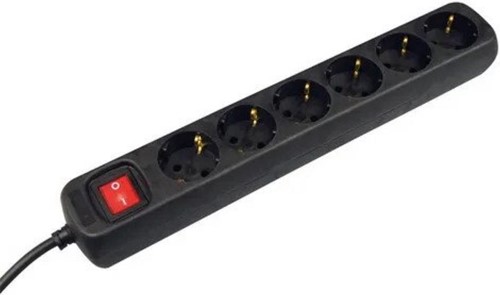 VB Extend 41249 Zwarte stekkerdoos - 6 stopcontacten - 5 meter snoer - met schakelaar