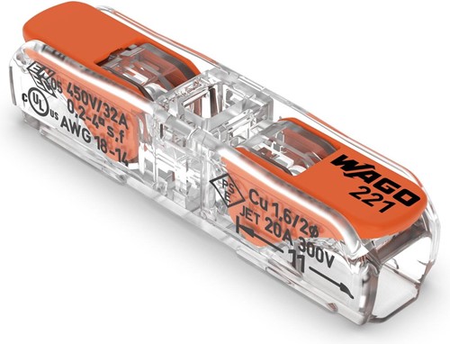 WAGO 1V Doorvoer verbindingsklem t/m 4mm² soepel en massief 60 stuks